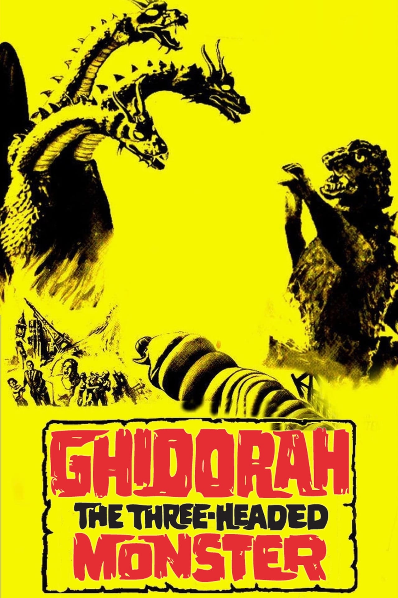 3 headed monsters. Гидора 1964. Годзилла 1964 Ghidorah,the three headed Monster. Гидора трехголовый монстр 1964 Постер. Гидора 1964 Постер.