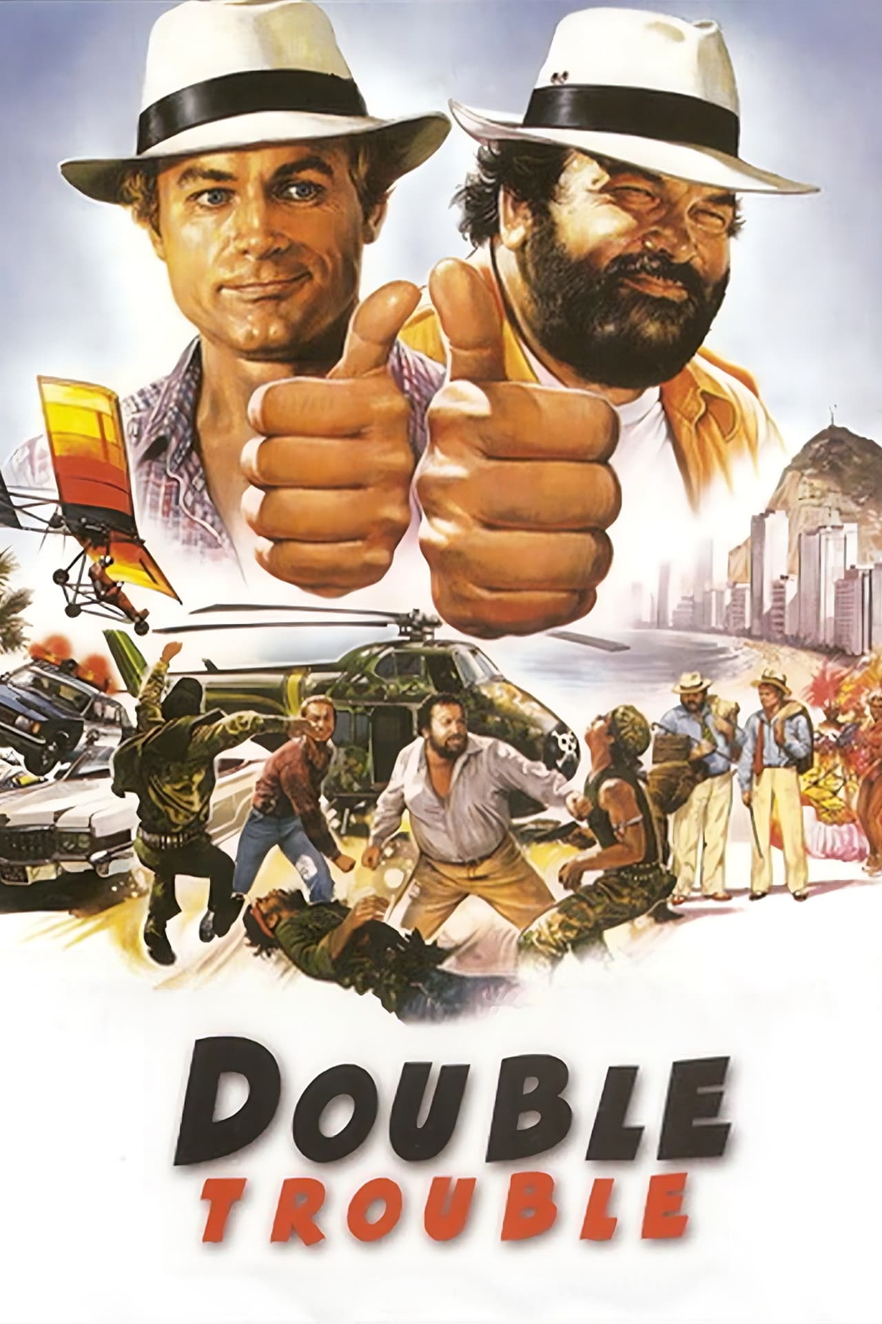 Двойные неприятности. Double Trouble фильм 1984. Теренс Хилл сплошные неприятности. Сплошные неприятности 1984. Сплошные неприятности Постер.